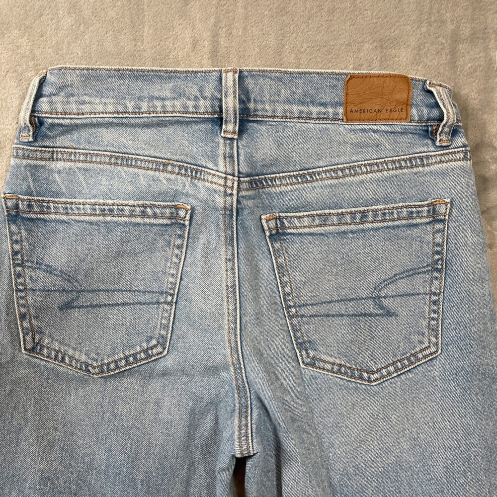 American Eagle Jeans Size 0 Regular Super High-Rise Straight Light Wash Blue - Picture 6 of 7